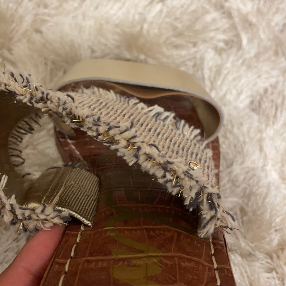 Jeni Metallic Leather & Fringe Slide Sandals - Picture 10 of 11